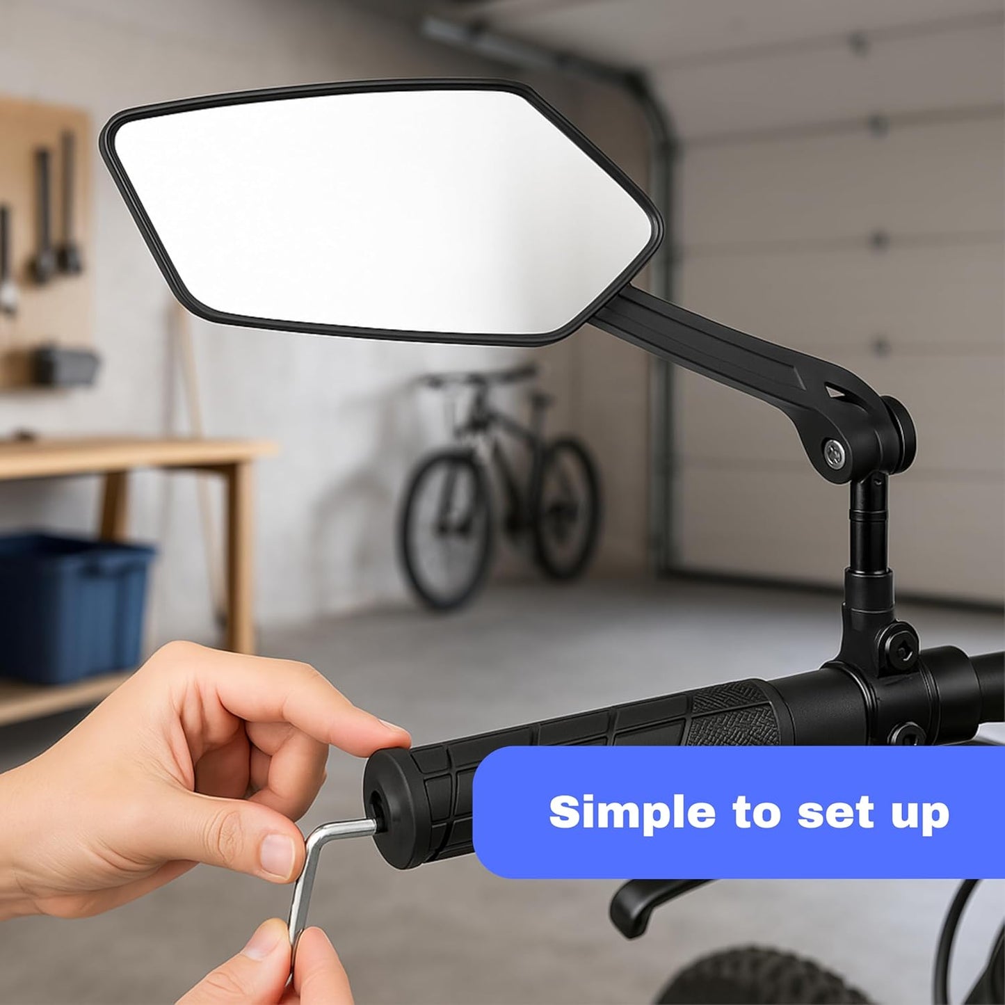 AOPETSCI Adjustable 360° Rear View Bike Mirrors, Universal Fit, Black NEW