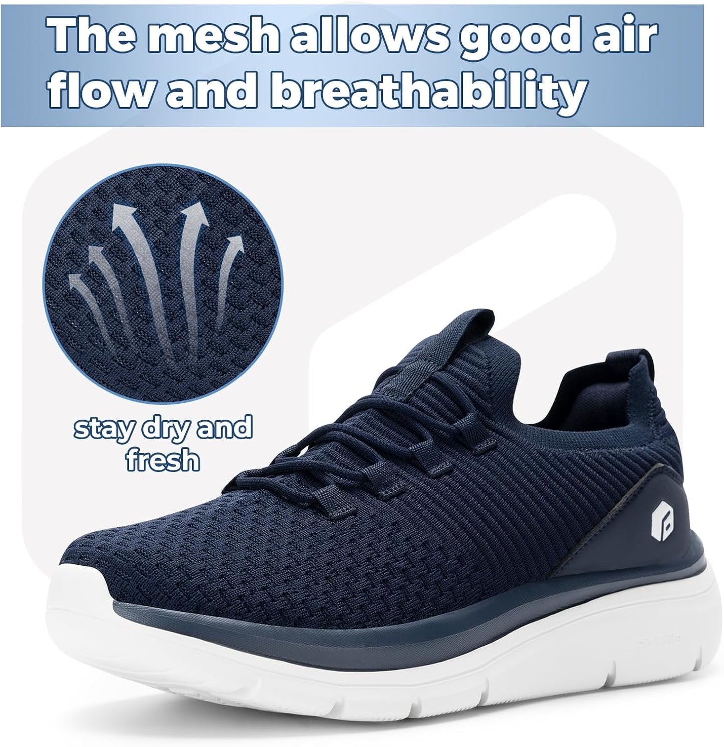 FitVille Breathable Navy Blue Slip-On Trainers for All-Day WIDE FIT US 13 DEMO