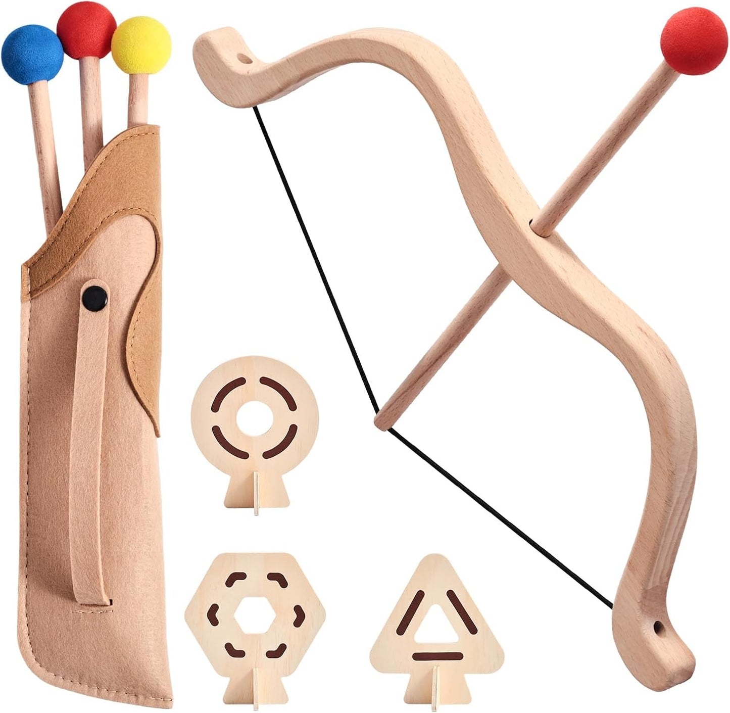 EERKEOD Kids Wooden Archery Toy Set Bow and Arrow Pretend Weapons Burlywood NEW