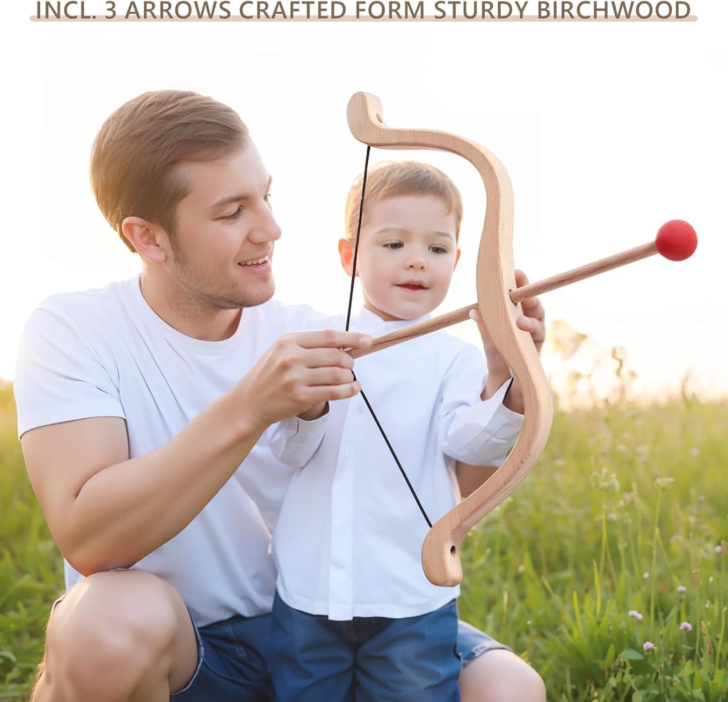 EERKEOD Kids Wooden Archery Toy Set Bow and Arrow Pretend Weapons Burlywood NEW