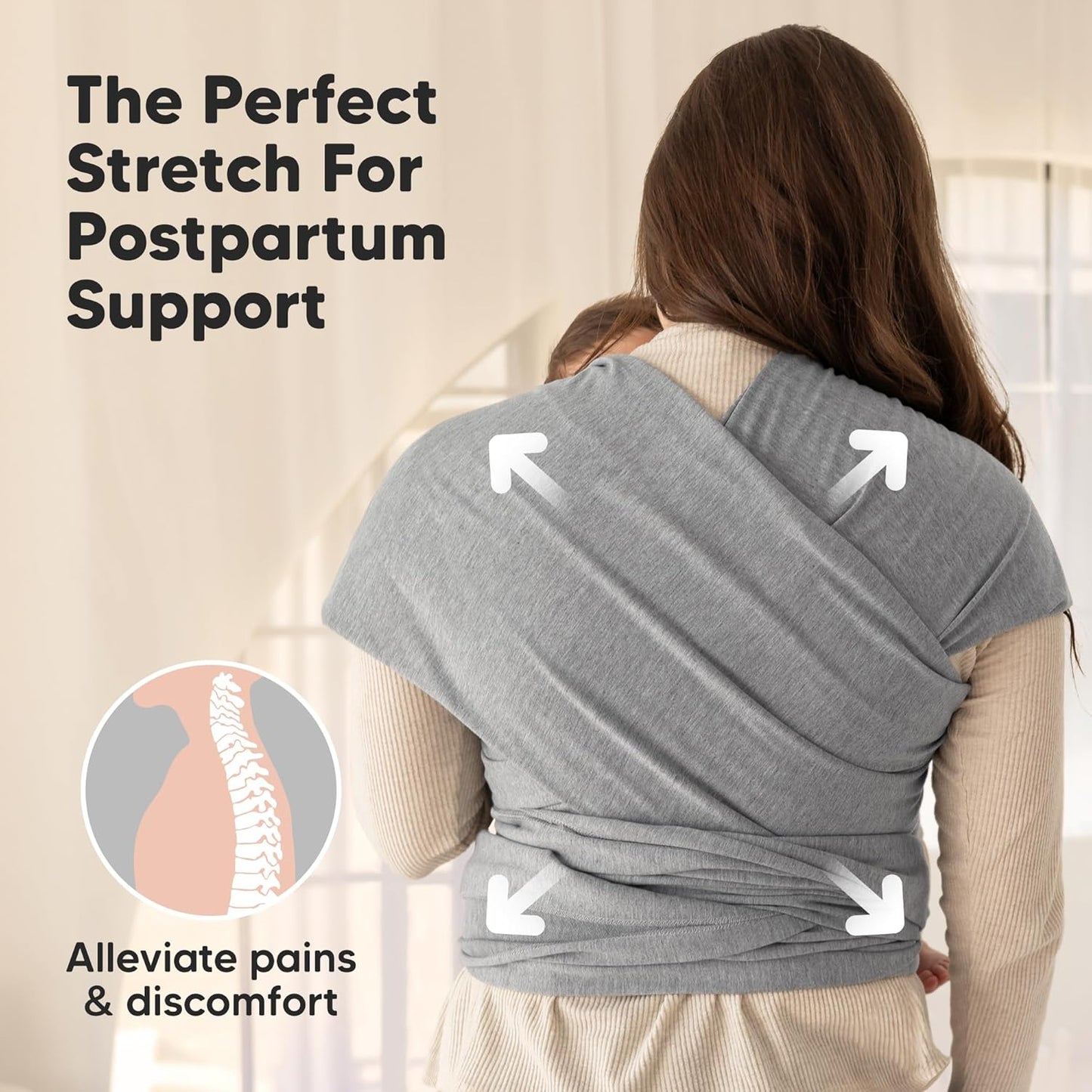 KeaBabies Baby Wrap Carrier All-in-1 Original Newborn - Toddler 3-15kg Grey NEW