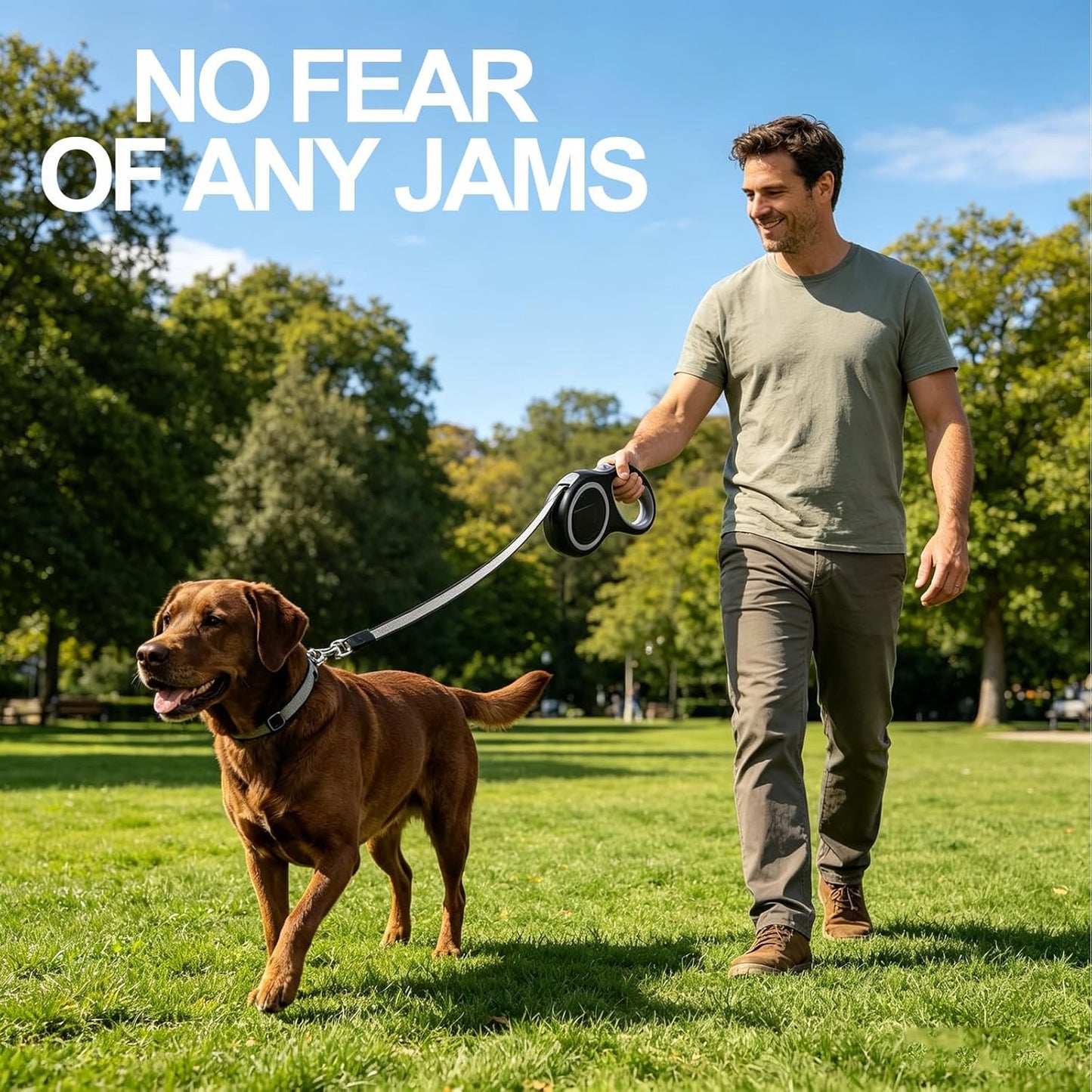AIDERLY Retractable Dog Leash Heavy Duty Nylon Tape Black Grey 8M DEMO