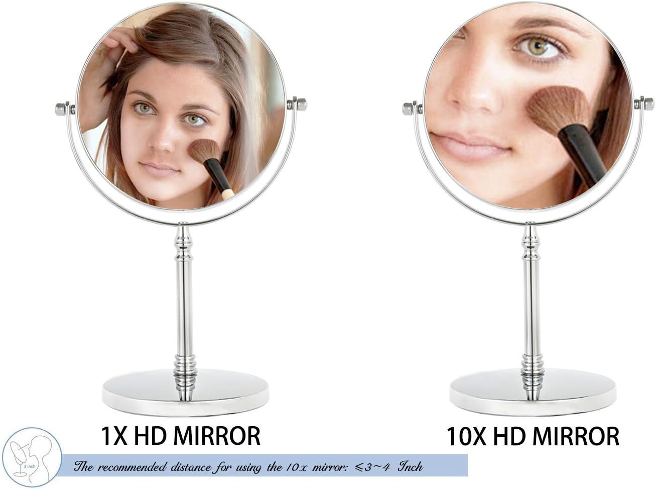 TAOKEY 8" Makeup Mirror with 10X Magnification, Double Sided, Round NEW