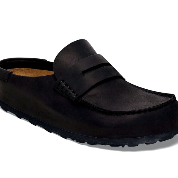 Birkenstock Naples Wrapped Grip Slipper Shoes Black Oiled Leather Men US 10 NEW