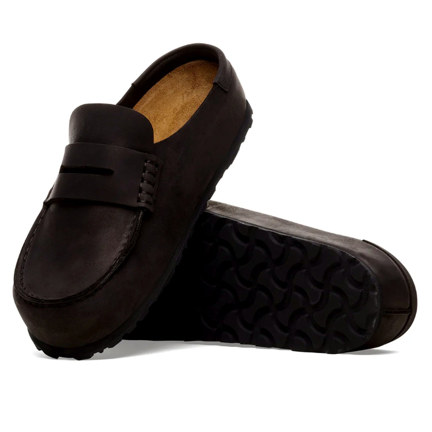 Birkenstock Naples Wrapped Grip Slipper Shoes Black Oiled Leather Men US 10 NEW