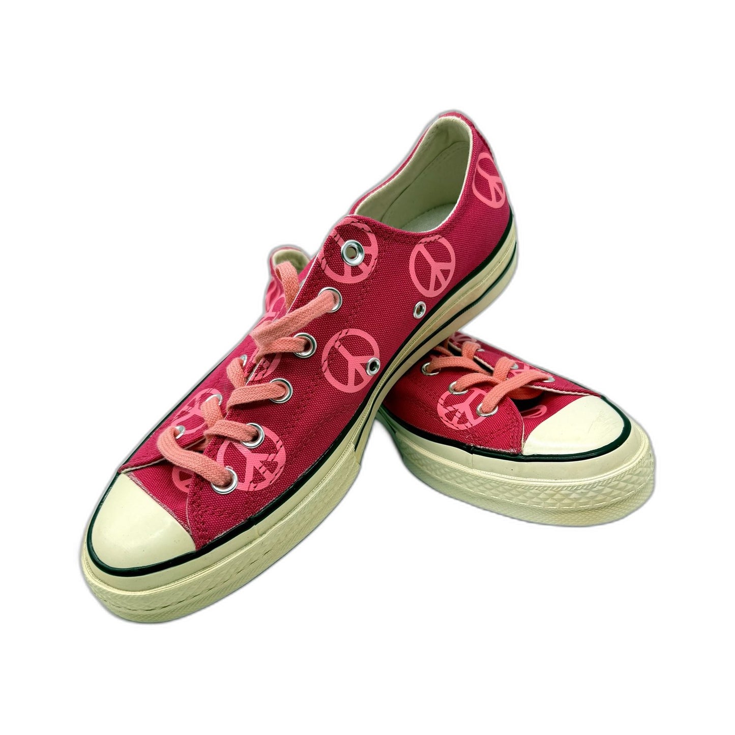 Converse Unisex All Star Hot Pink PEACE Canvas Sneakers Size US M8 W10 DEMO