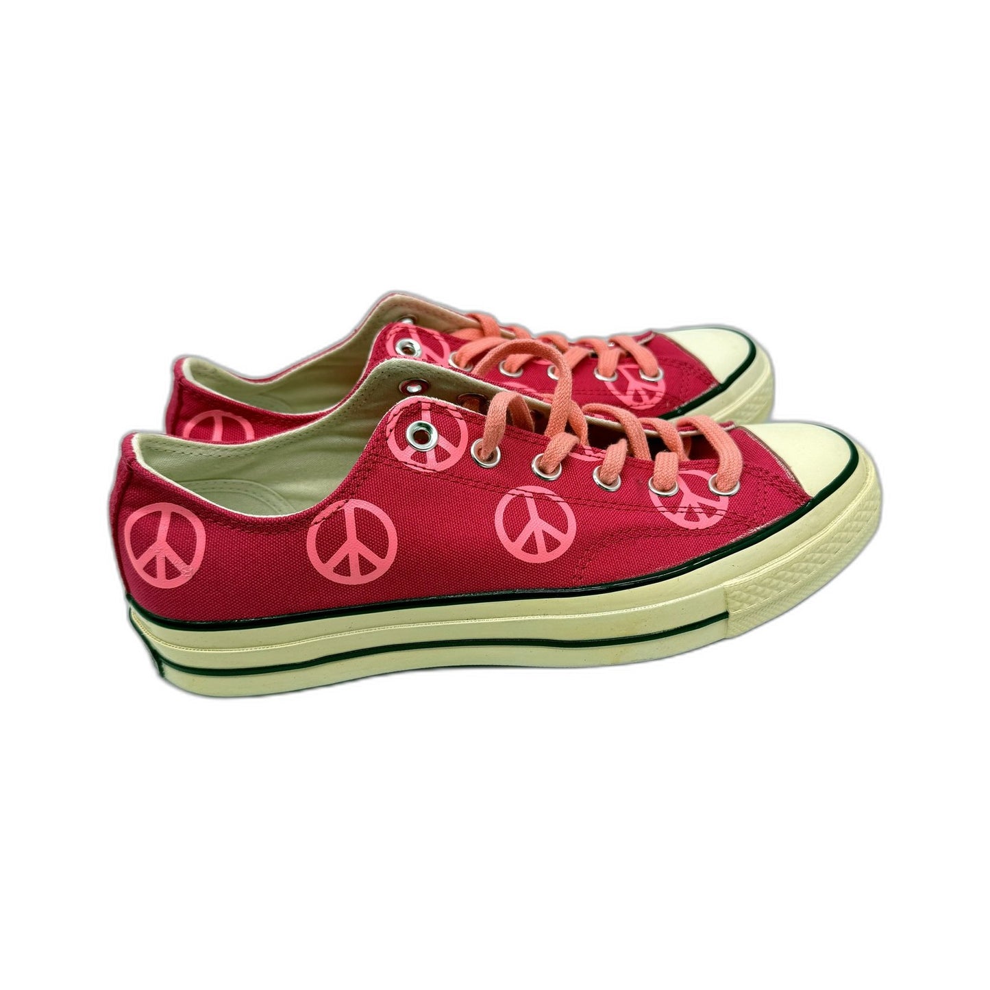 Converse Unisex All Star Hot Pink PEACE Canvas Sneakers Size US M8 W10 DEMO