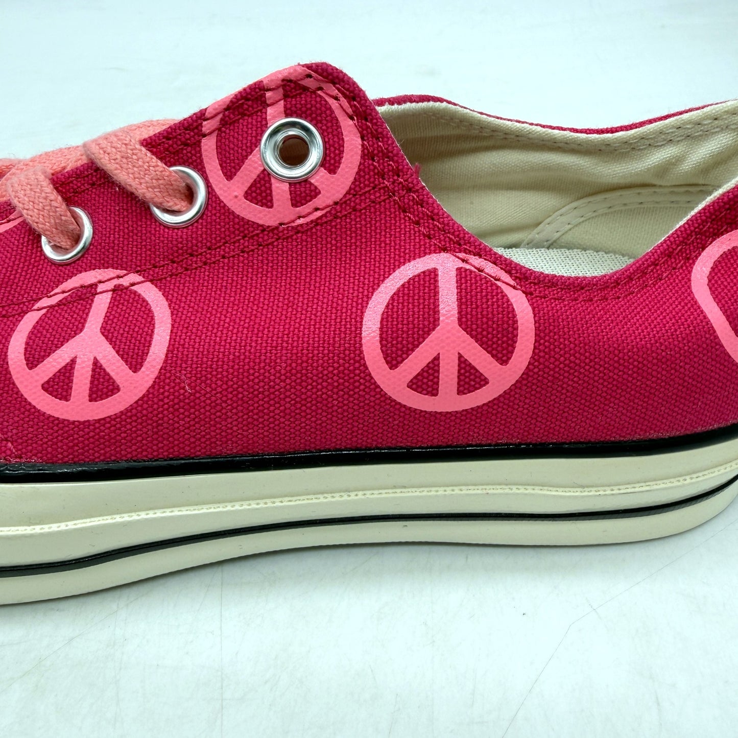 Converse Unisex All Star Hot Pink PEACE Canvas Sneakers Size US M8 W10 DEMO