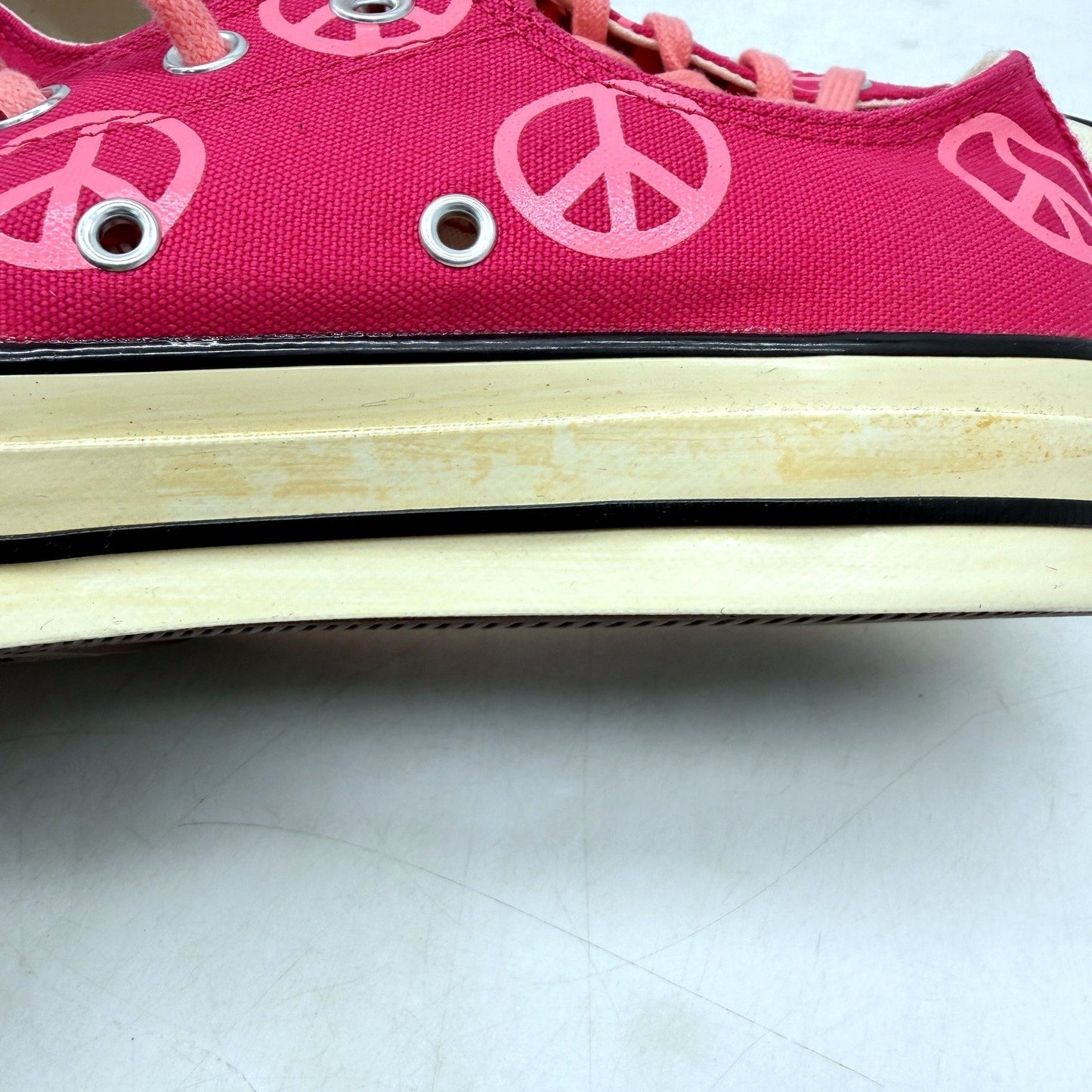 Converse Unisex All Star Hot Pink PEACE Canvas Sneakers Size US M8 W10 DEMO