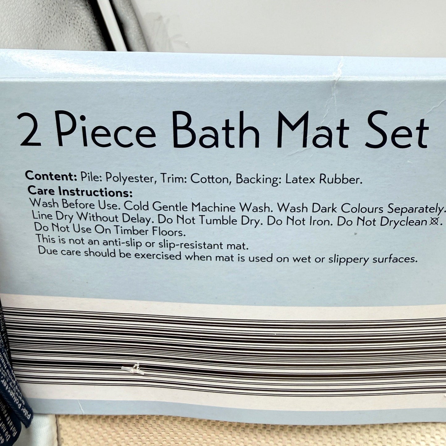Soft Touch 2 Piece Grey Bath & Toilet Mat Set Non-Slip Bathroom Rug NEW