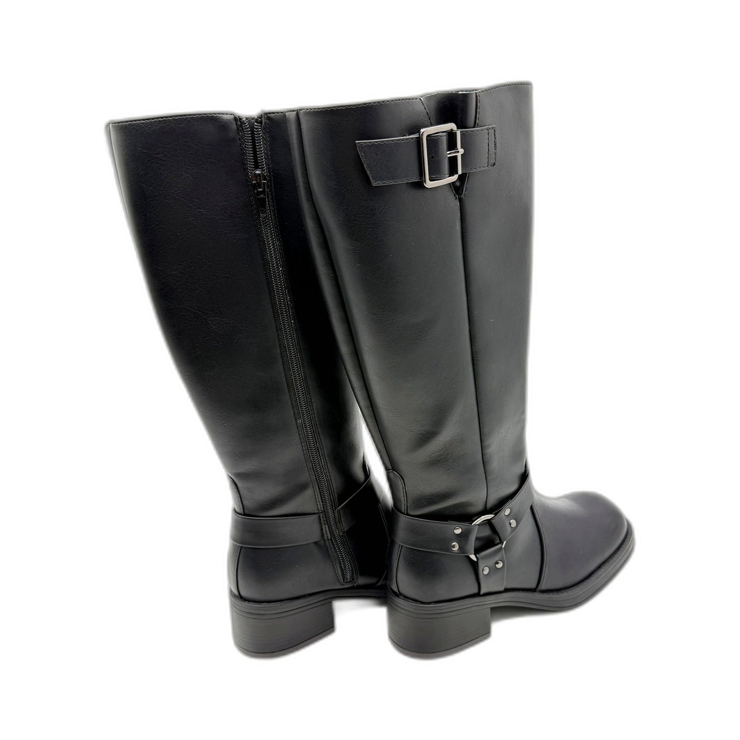 Therapy Womens Black Faux Leather Knee-High Zip Up Boots Size US 6 DEMO