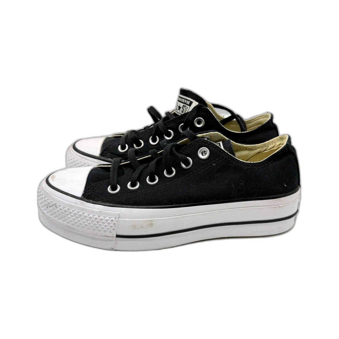 Converse All Star Womens Black Canvas Platform Sneakers US 6 EUR 36.5 DEMO