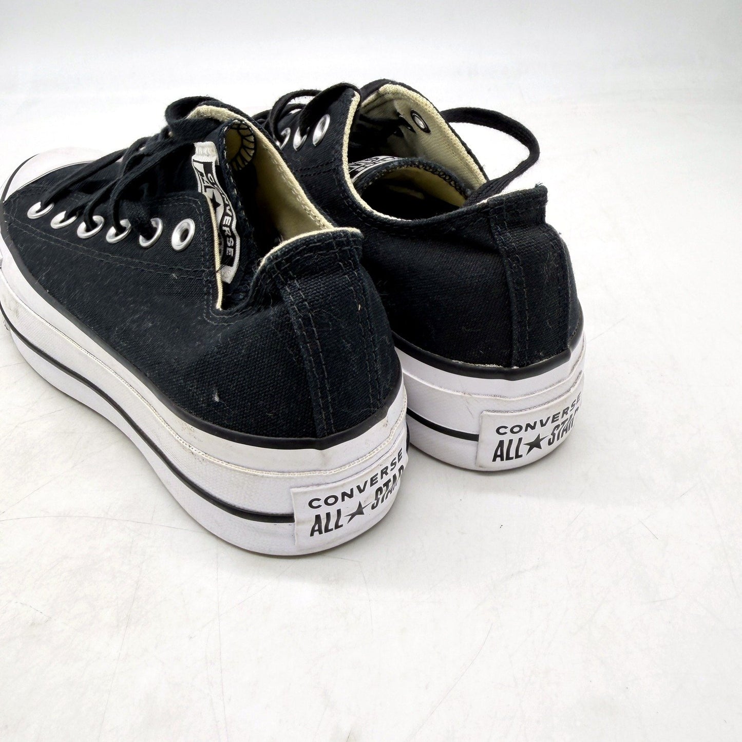 Converse All Star Womens Black Canvas Platform Sneakers US 6 EUR 36.5 DEMO