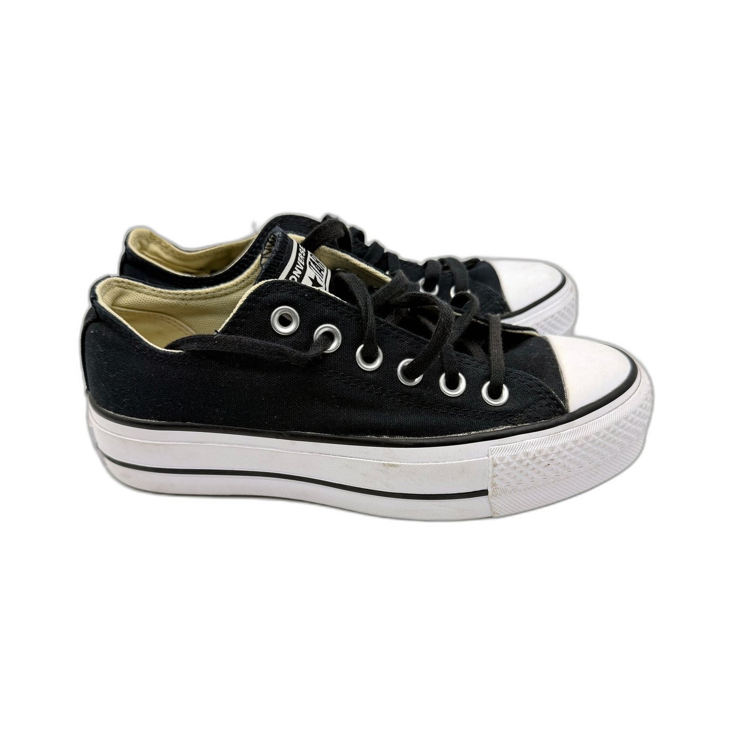 Converse All Star Womens Black Canvas Platform Sneakers US 6 EUR 36.5 DEMO