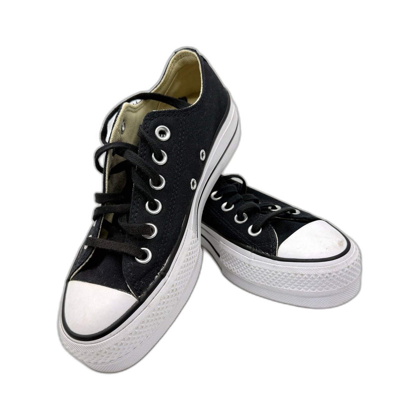 Converse All Star Womens Black Canvas Platform Sneakers US 6 EUR 36.5 DEMO