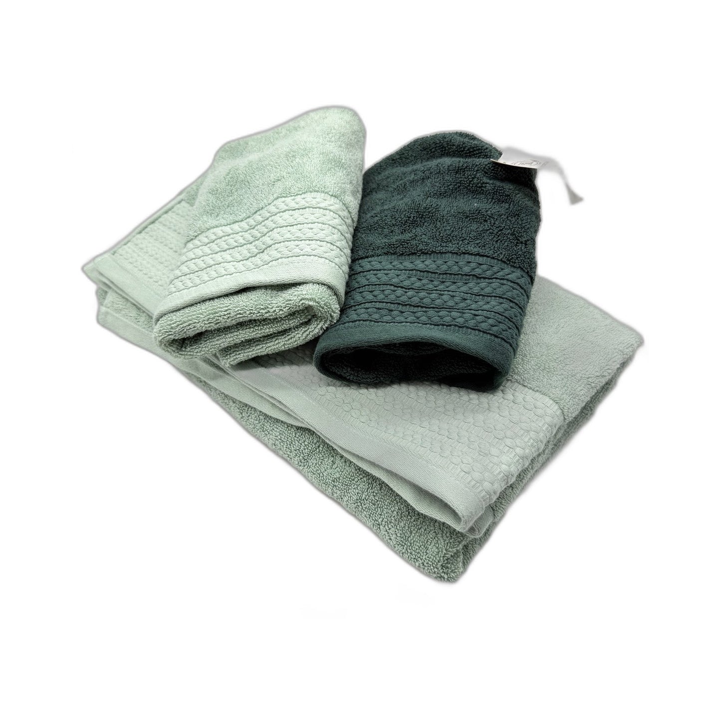 Aust Cotton Green Bath Sheet & 2 Hand Towel Set - Soft, Absorbent Bathroom NEW