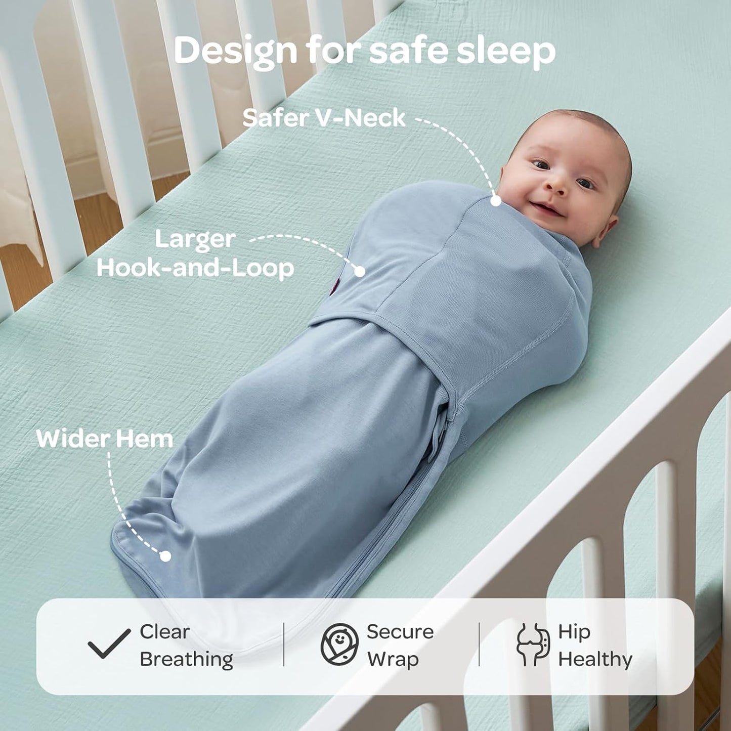 Momcozy Swaddles for Newborns Quiet Fastener Serenity One Size 0-3 Months NEW