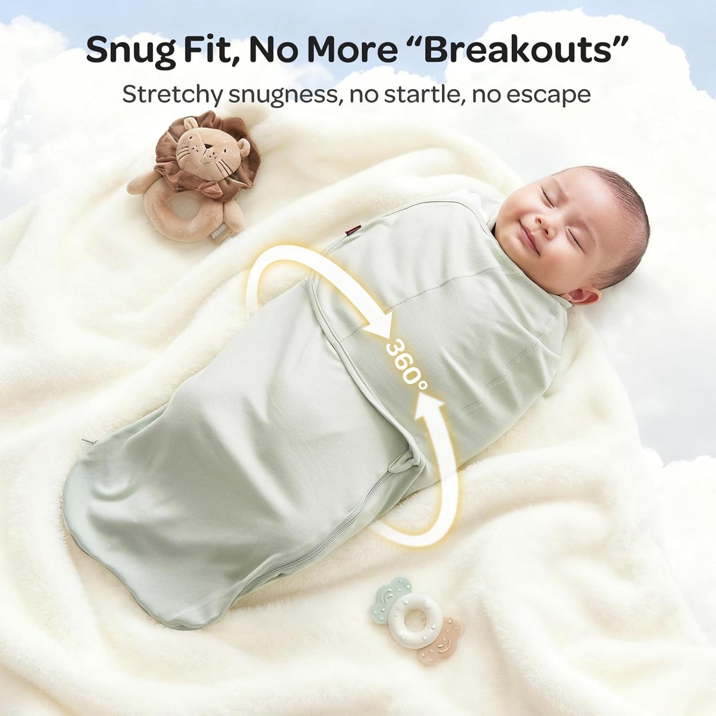 Momcozy Swaddles for Newborns Quiet Fastener Serenity One Size 0-3 Months NEW