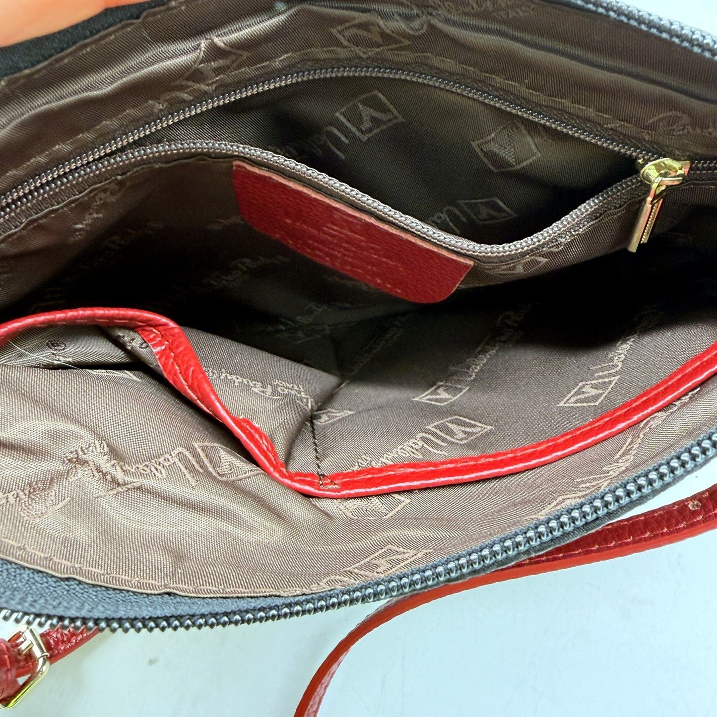 Valentino Rudy Crossbody Bag Stylish Nylon Red Leather Accented Purse Handbag