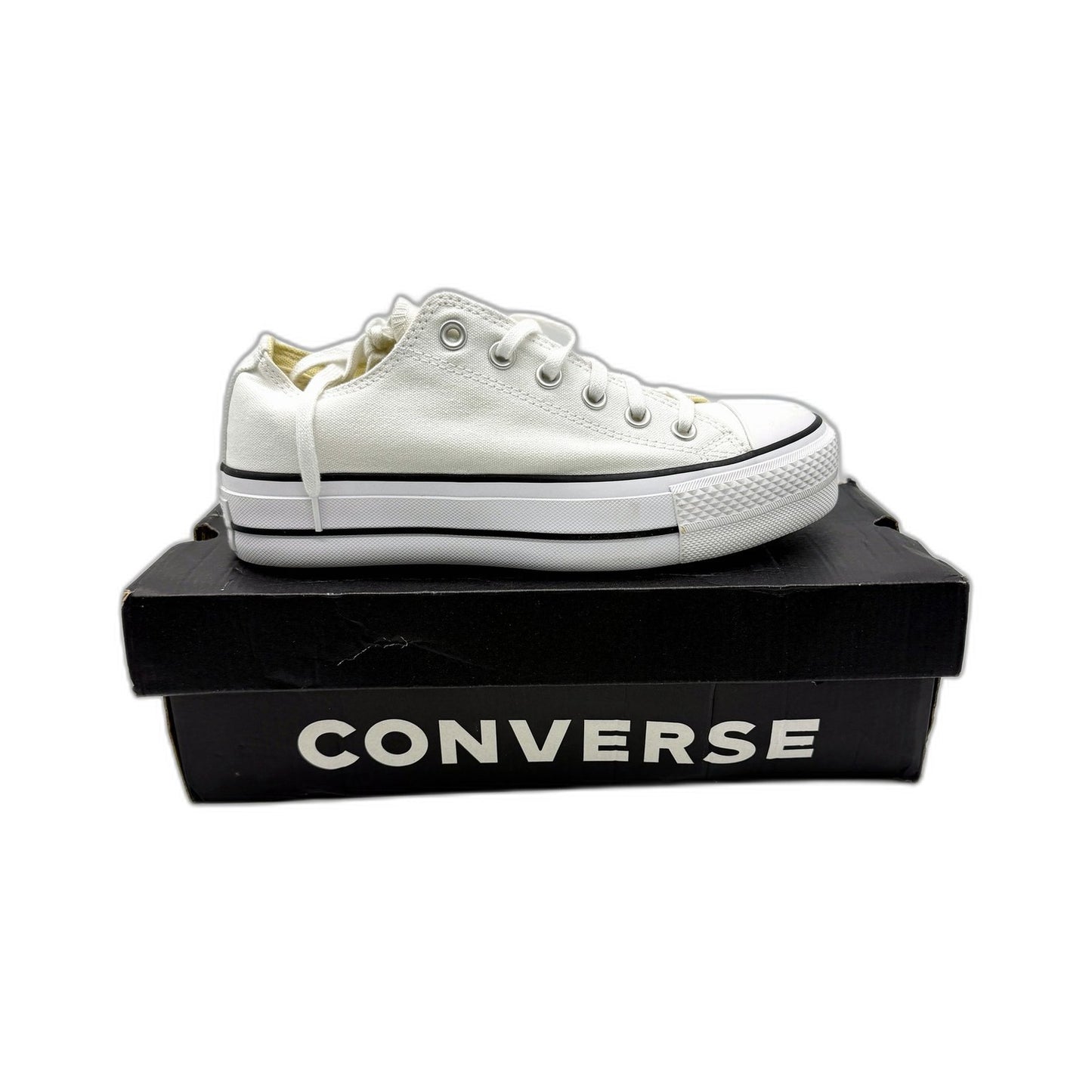 Converse Womens All Star White Canvas Chunky Sole Sneakers US Size 8 DEMO