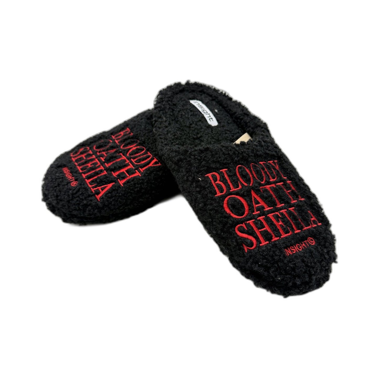 Insight Unisex Bloody Oath Sheila Fuzzy Sherpa Slippers, Black Size EU 38-40 NEW