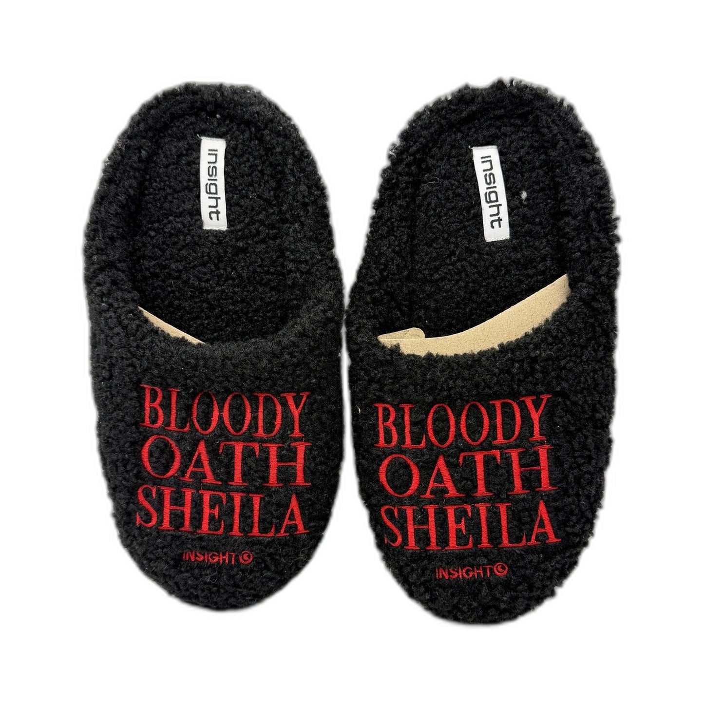 Insight Unisex Bloody Oath Sheila Fuzzy Sherpa Slippers, Black Size EU 38-40 NEW