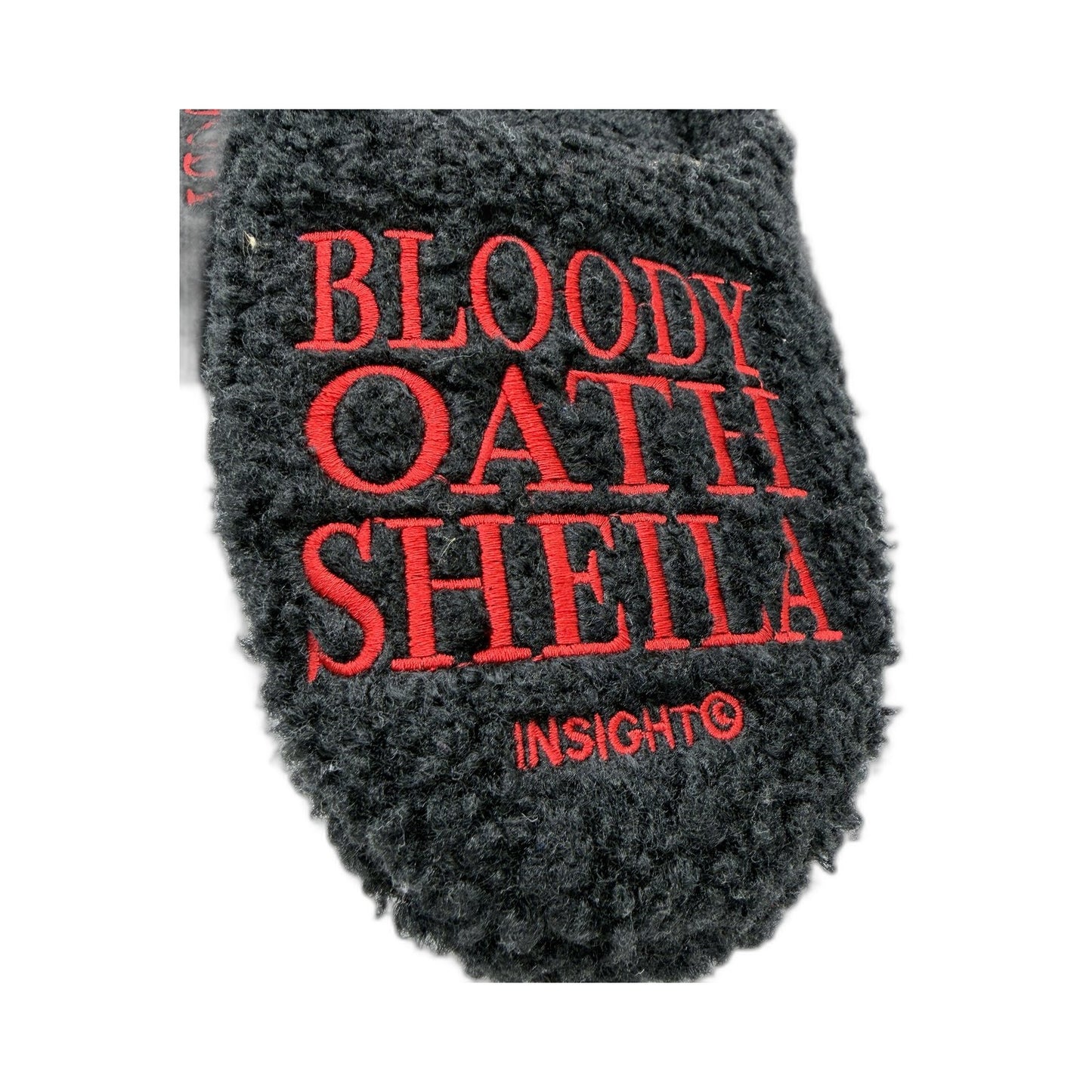 Insight Unisex Bloody Oath Sheila Fuzzy Sherpa Slippers, Black Size EU 38-40 NEW