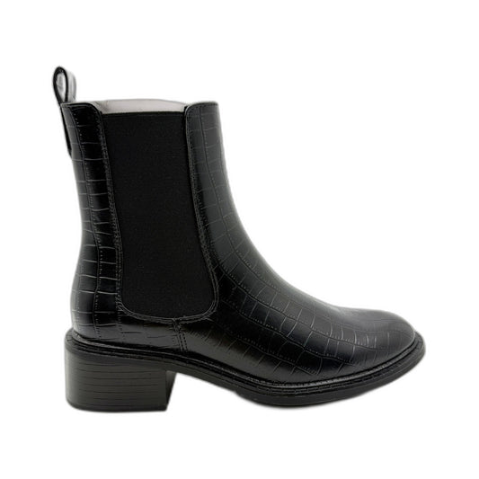 Therapy Womens Black Faux Leather Stable Pull On High Ankle Boots AU 7 NEW