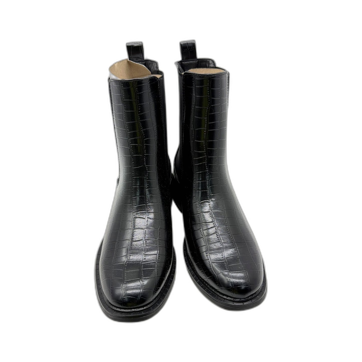 Therapy Womens Black Faux Leather Stable Pull On High Ankle Boots AU 7 NEW