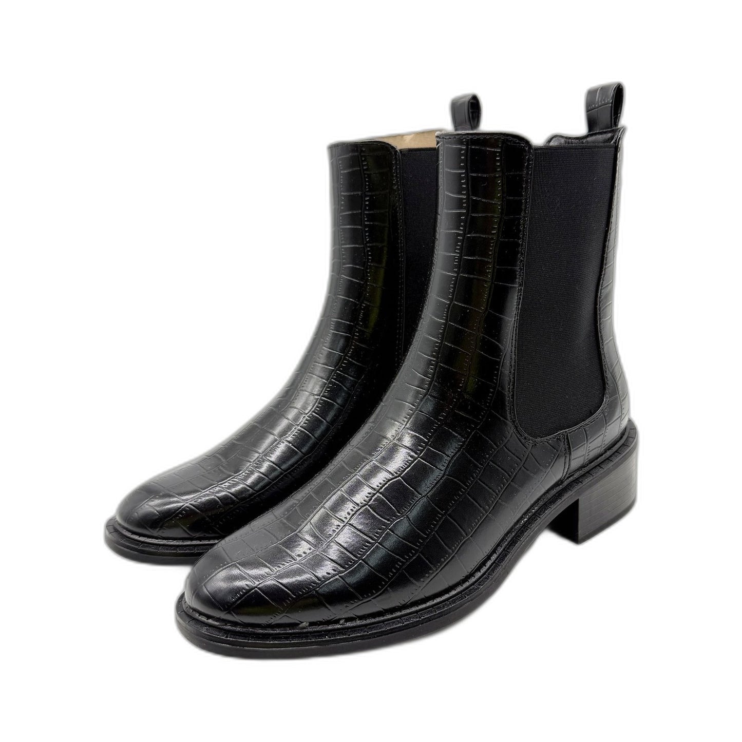 Therapy Womens Black Faux Leather Stable Pull On High Ankle Boots AU 7 NEW