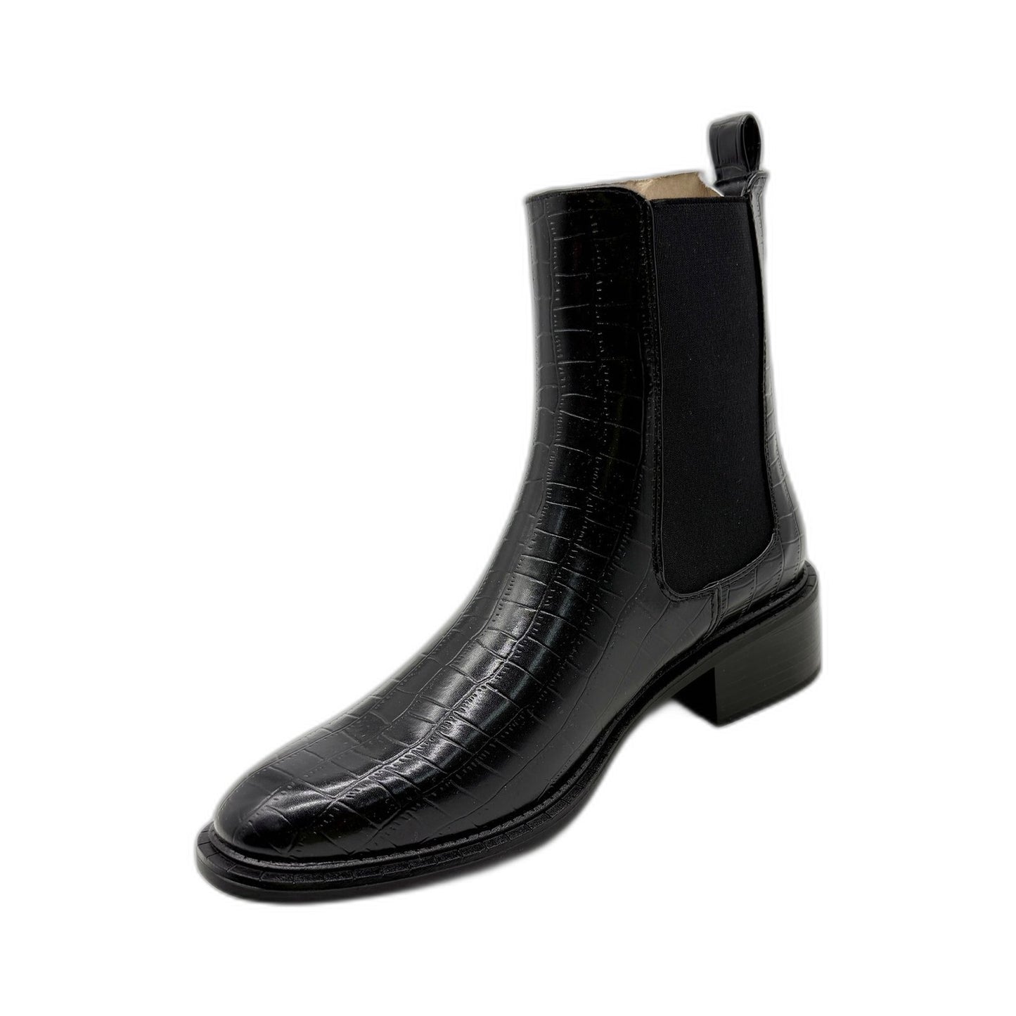 Therapy Womens Black Faux Leather Stable Pull On High Ankle Boots AU 7 NEW