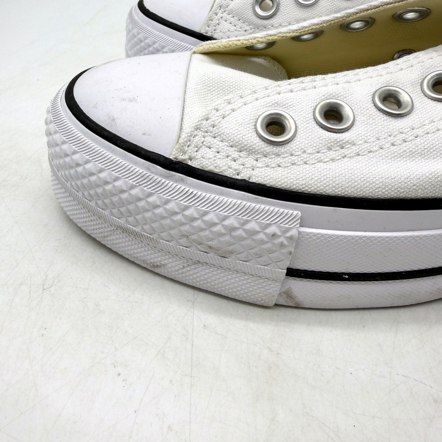 Converse Womens Canvas All Star Chunky Sneakers White US Size 5 -NO Laces DEMO