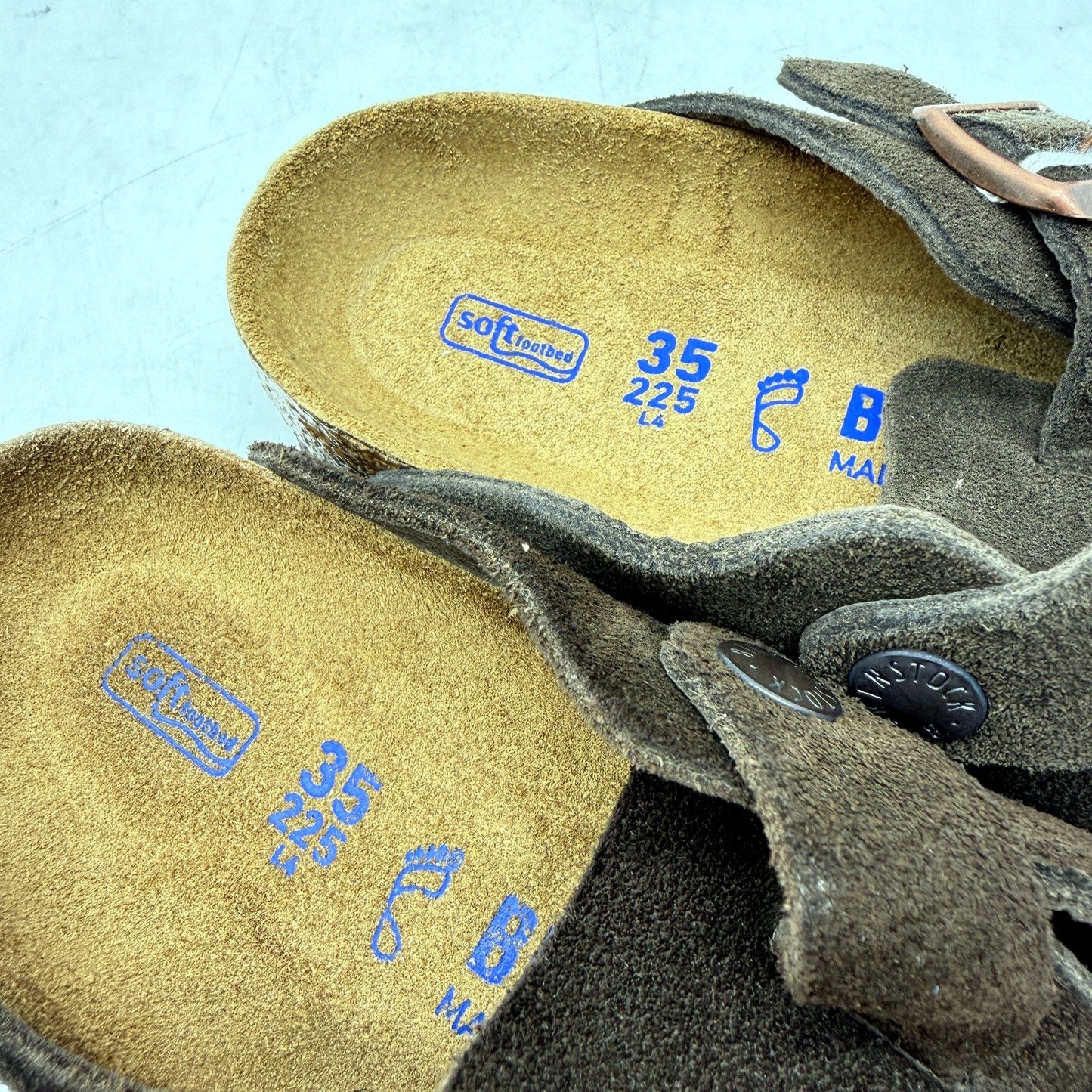 Birkenstock Womens Dark Brown Suede Slide Sandals US Size 4 -Odd Colour DEMO