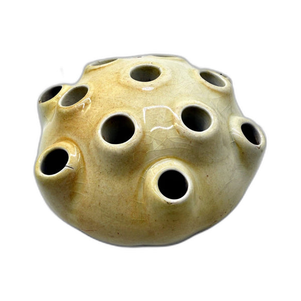 VINTAGE Grimwades Ceramic Tuba Flower Vase in Beige and Yellow Decorative Accent