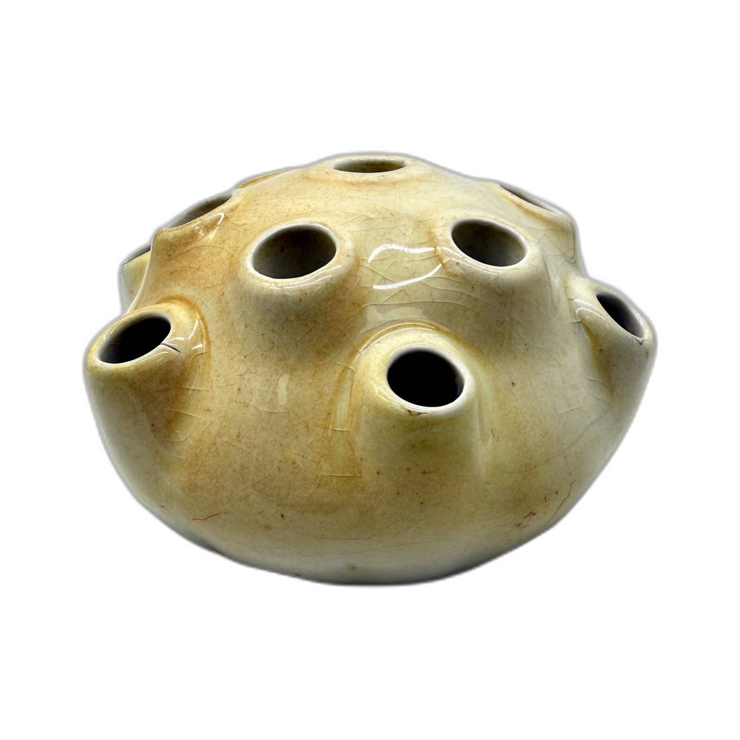 VINTAGE Grimwades Ceramic Tuba Flower Vase in Beige and Yellow Decorative Accent