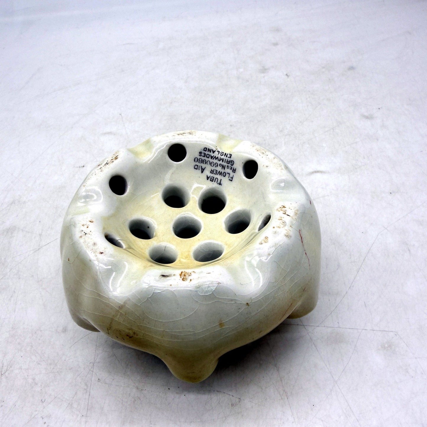 VINTAGE Grimwades Ceramic Tuba Flower Vase in Beige and Yellow Decorative Accent