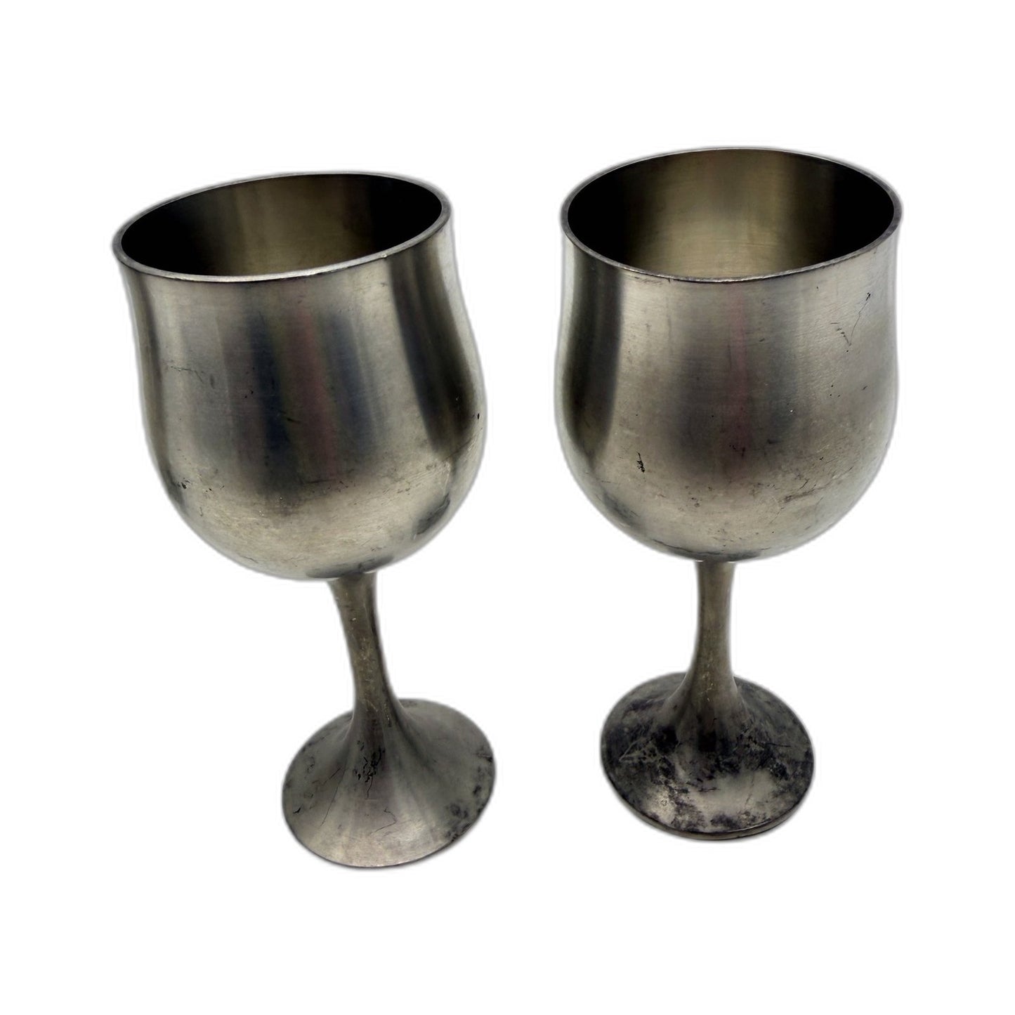 VINTAGE Selangor 3 Piece Silver Pewter Metal Goblet Set Elegant Antique-Style