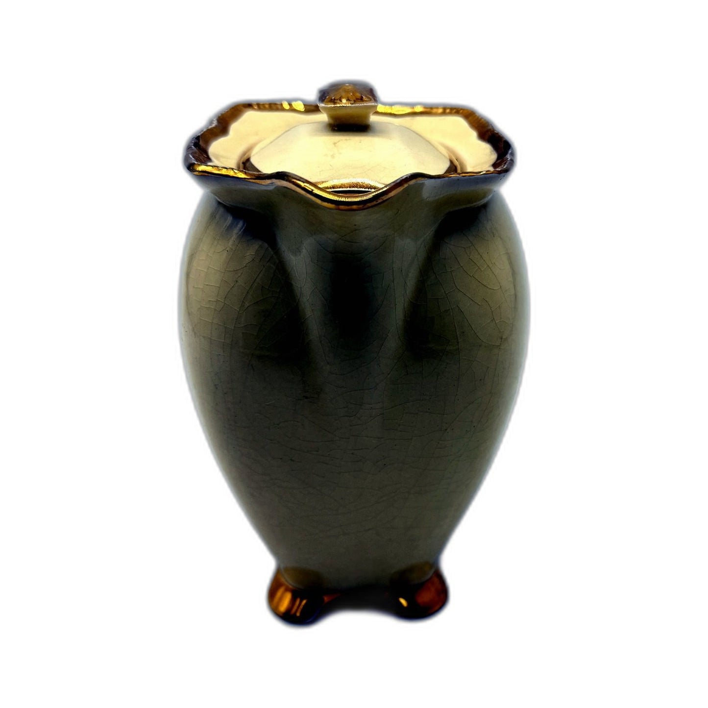 VINTAGE Royal Winton Grimwades Ceramic Teapot with Glaze Finish Beige & Gold