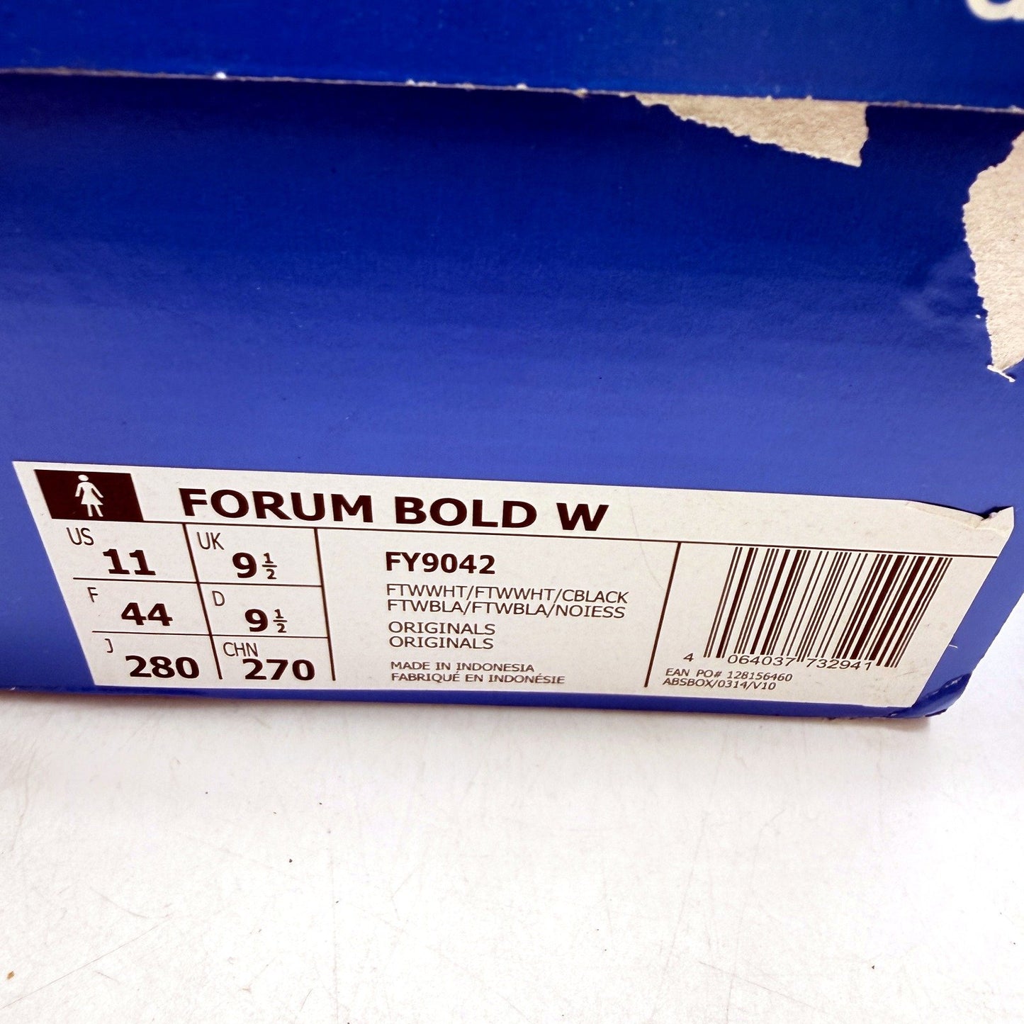 adidas Womens Forum Bold Leather Sneakers, White, Size US 11 NEW