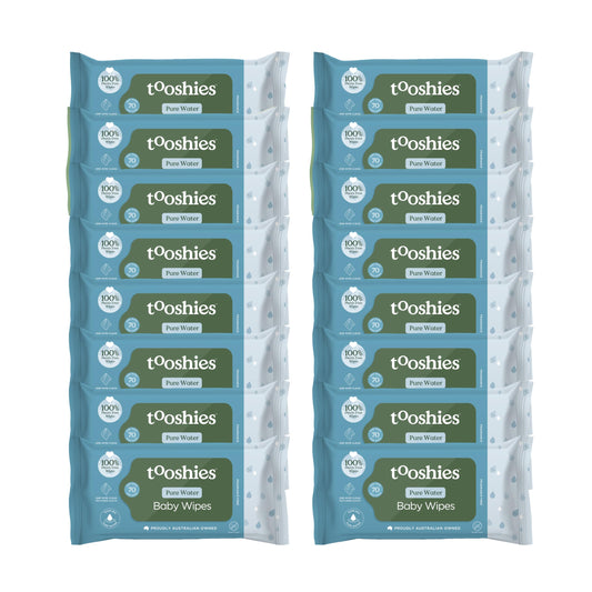 Tooshies Pure Water Biodegradable Fragrance Free Baby Wet Wipes 16PK NEW
