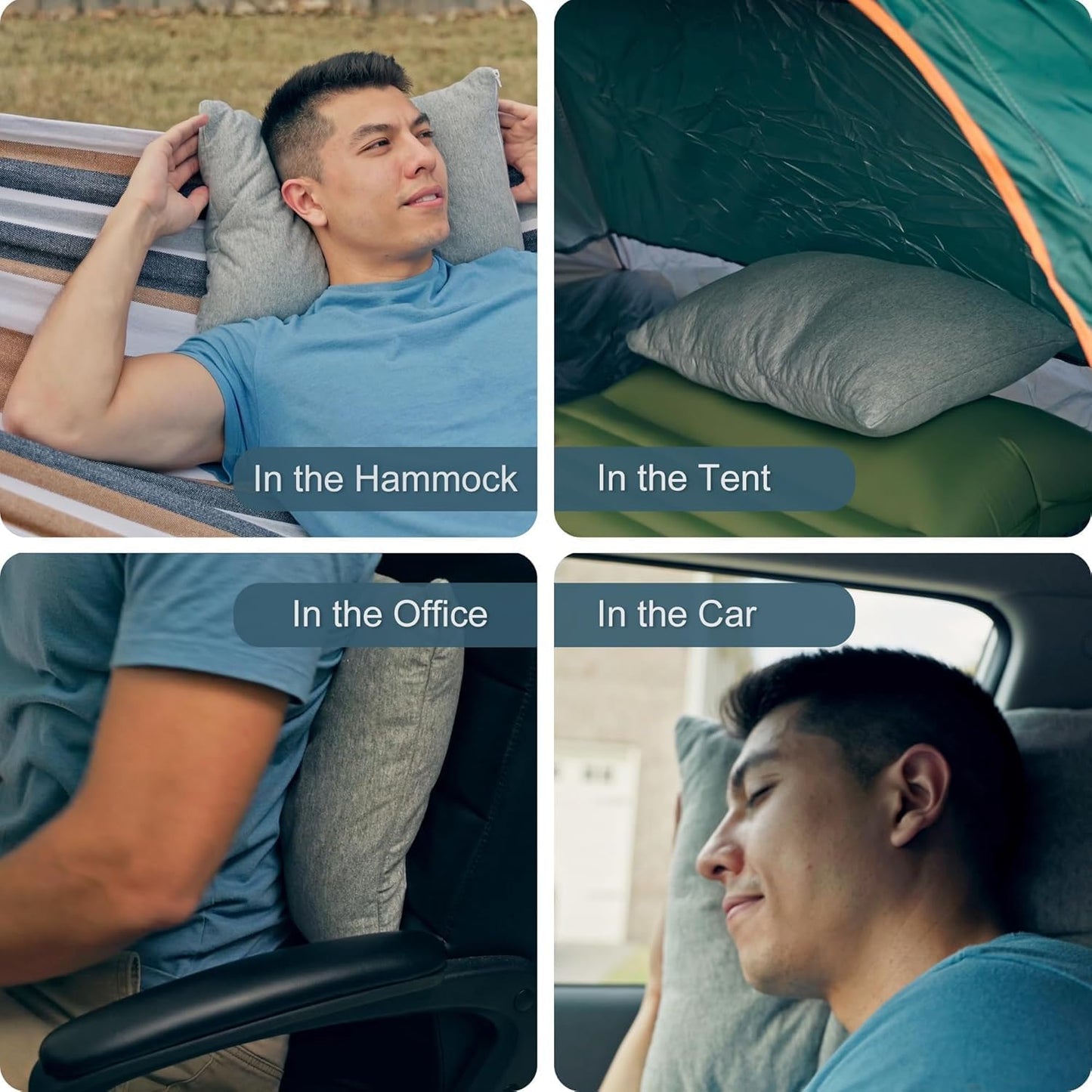 ACCURATEX Breathable Blue Cover Cotton Shredded Memory Foam Camping Pillow DEMO
