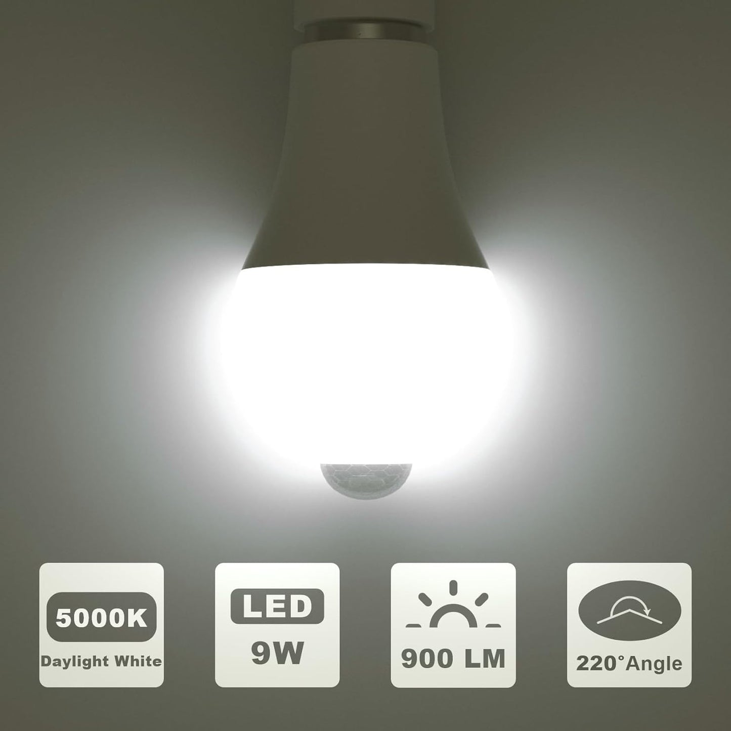 LUTW Motion LED Bulbs Sensor LED Light Bulb, 60W Equivalent, Daylight NEW