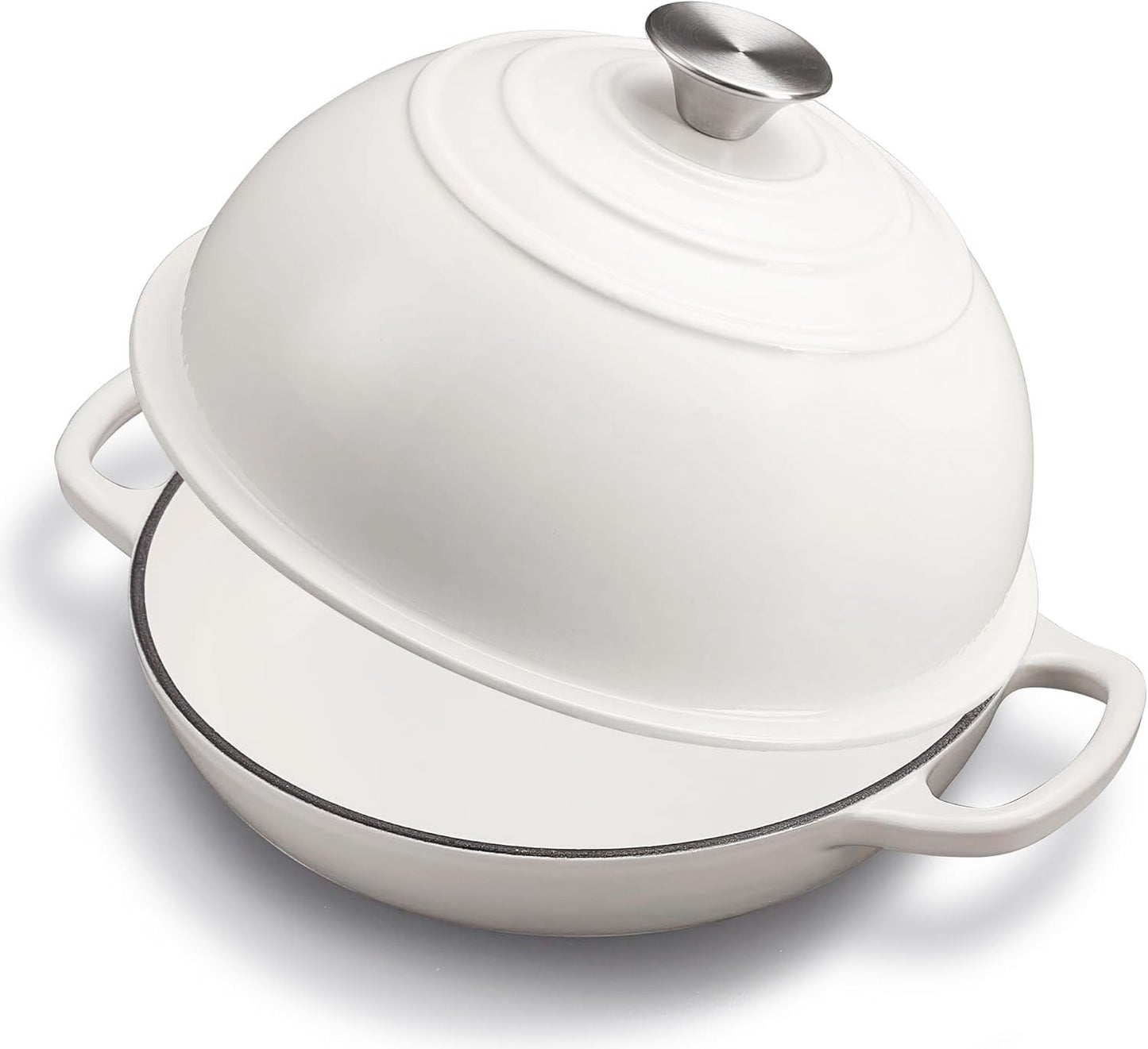 Slingcy Enameled Cast Iron Dutch Oven for Sourdough Bread Baking White NEW