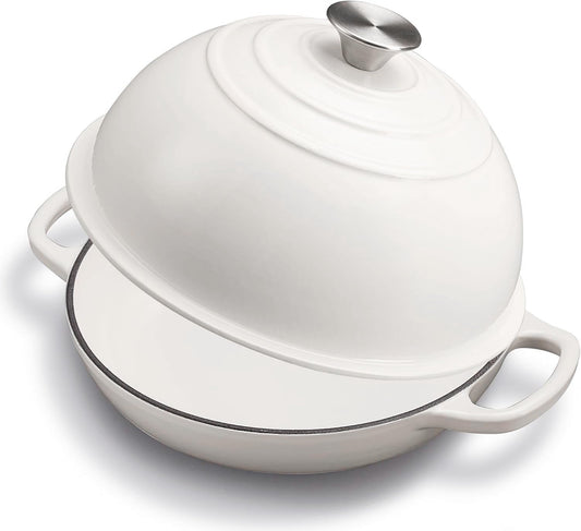 Slingcy Enameled Cast Iron Dutch Oven for Sourdough Bread Baking White NEW