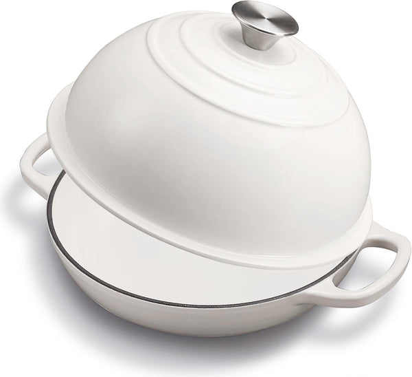 Slingcy Enameled Cast Iron Dutch Oven for Sourdough Bread Baking White NEW