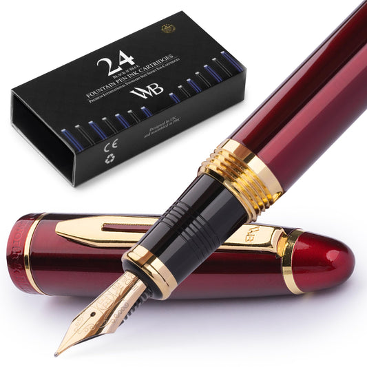 Wordsworth & Black Majesti Fountain Pen Set with Extra Fine Nib in Red Gold DEMO