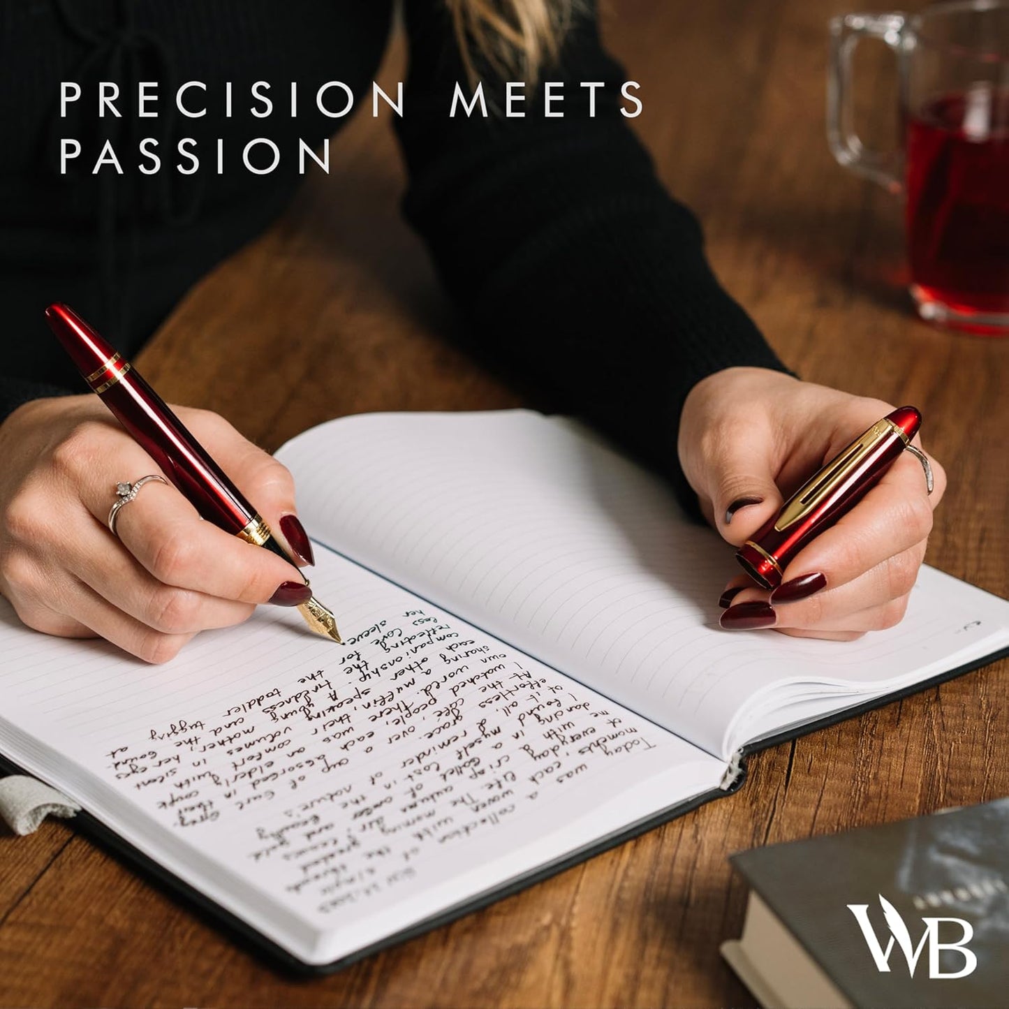Wordsworth & Black Majesti Fountain Pen Set with Extra Fine Nib in Red Gold DEMO