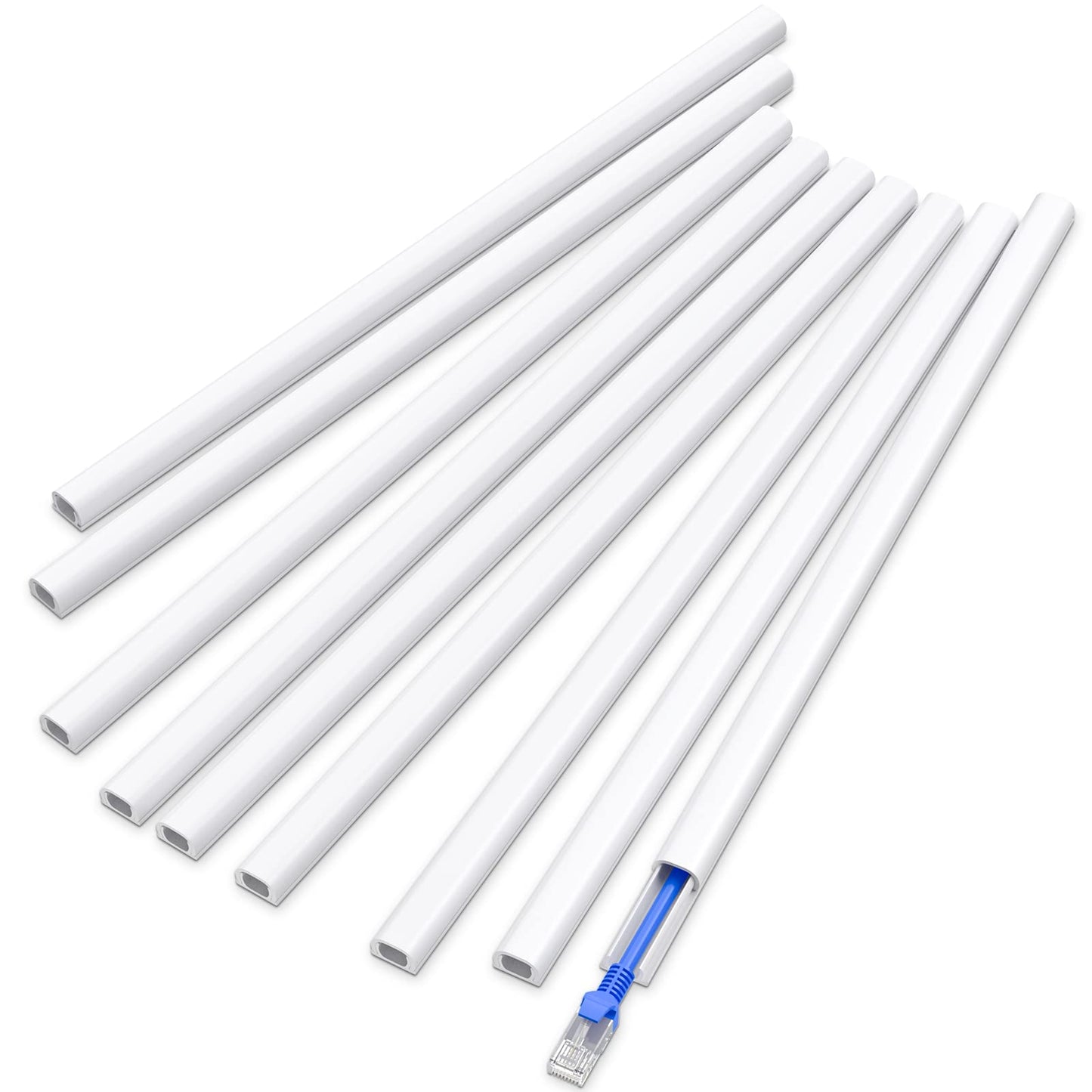 Delamu Cable Cord Covers 127.8in Wire Hider Organizer Wall Mounted White NEW