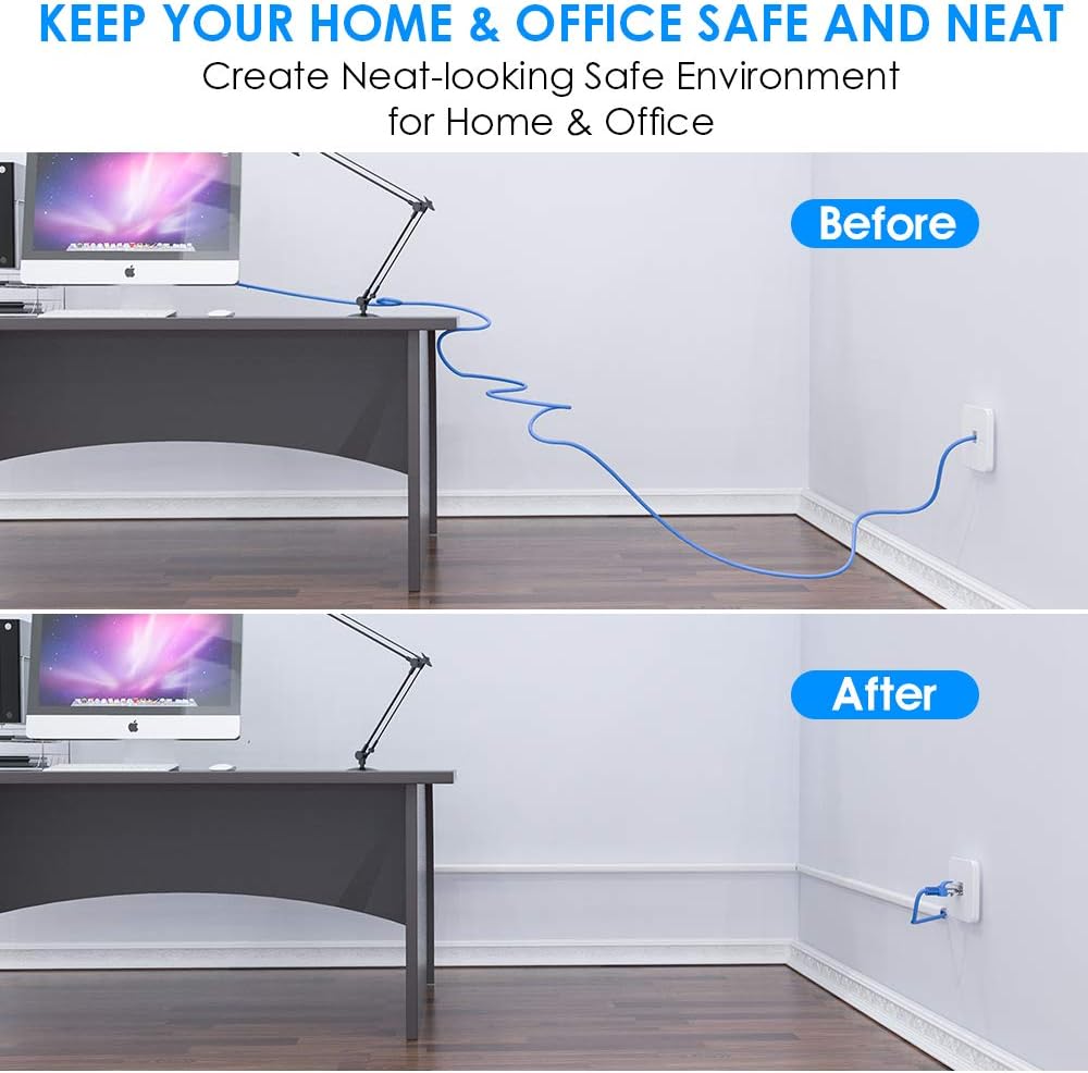 Delamu Cable Cord Covers 127.8in Wire Hider Organizer Wall Mounted White NEW