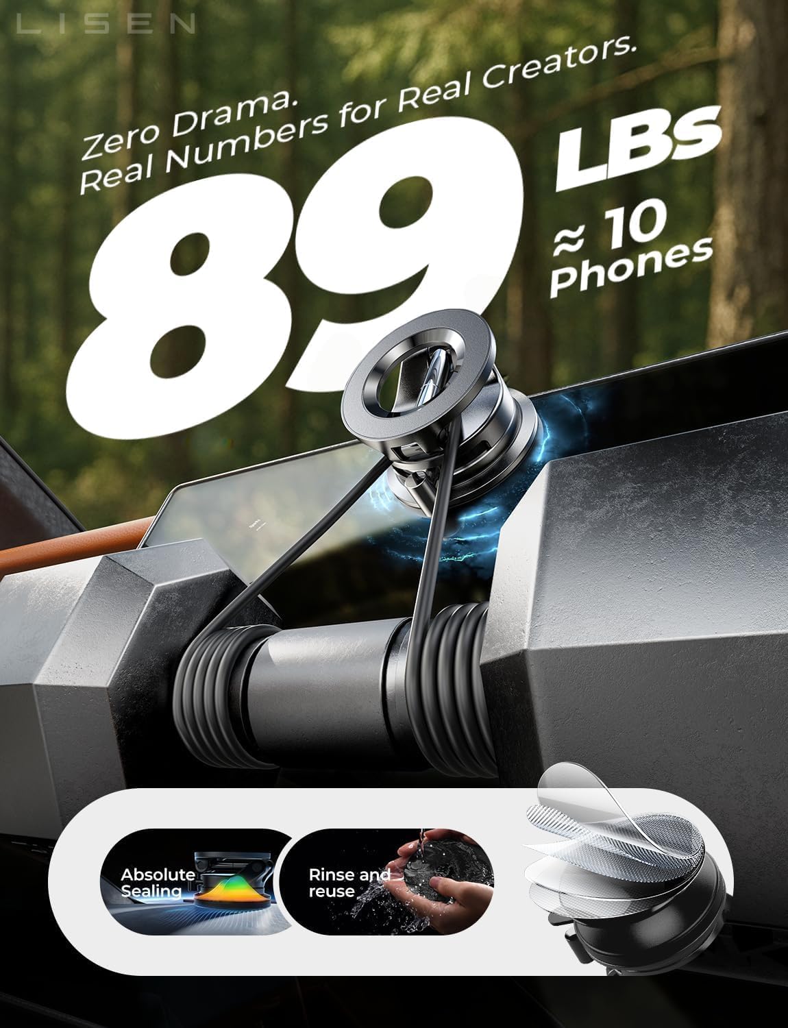LISEN Magnetic Car Phone Mount Strongest Suction A508 Automobile Accessory NEW